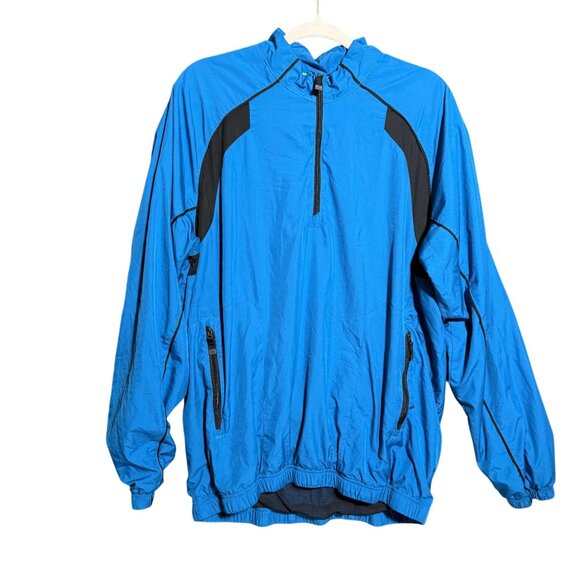 Adidas Climaproof Running 1/4 Zip Jacket Men's LargeBlue Black Long Sleeve - Picture 1 of 12